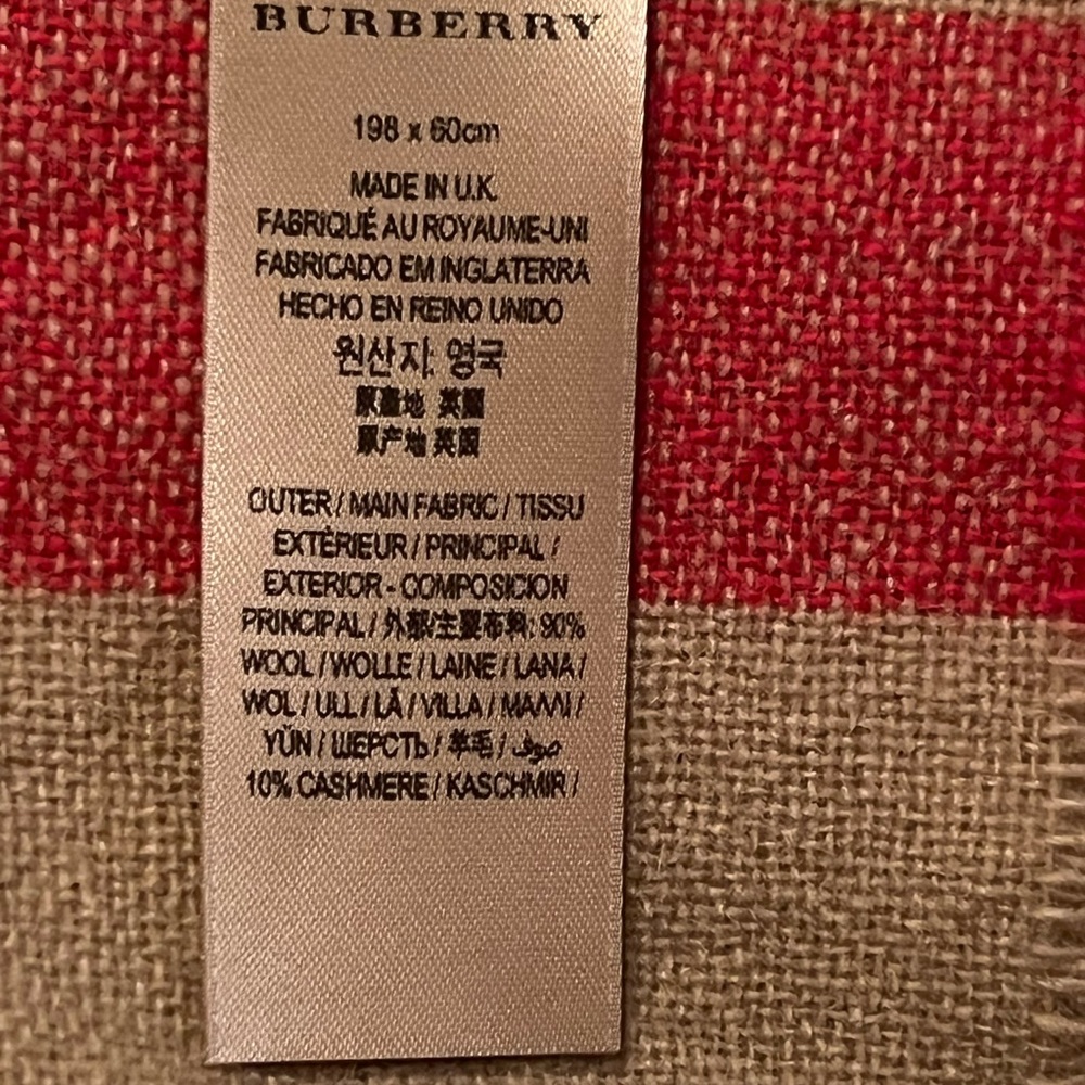 BURBERRY Oversized Classic Cashmere/Wool Nova Check Pattern Fringe Scarf - Picture 4 of 4